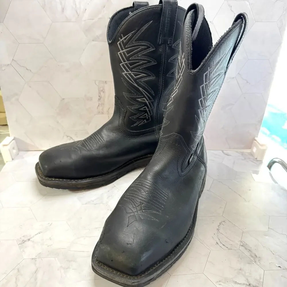 Irish Setter Boots 83956 Pull On Black Sz 9 EE Waterproof Square Steel Toe